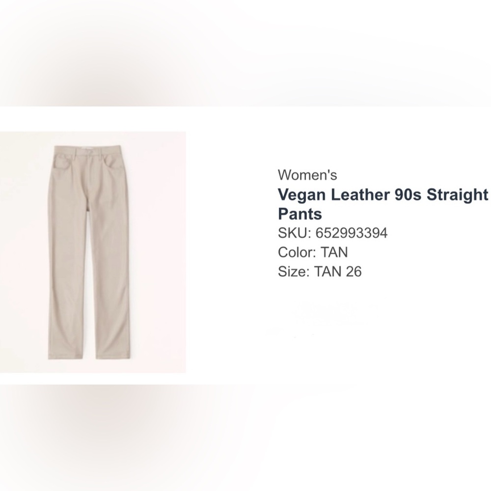 Abercrombie & Fitch Tan Vegan Leather 90s Straight Pants